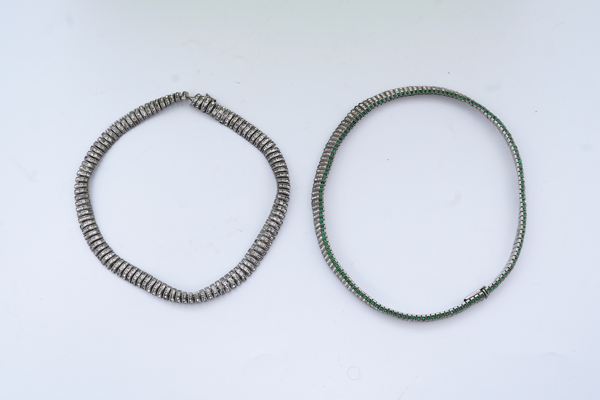 Two Art Deco paste necklaces, mid 20th century
